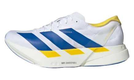 Мужские кроссовки Adidas Adios Pro 4, бело-сине-жёлтые