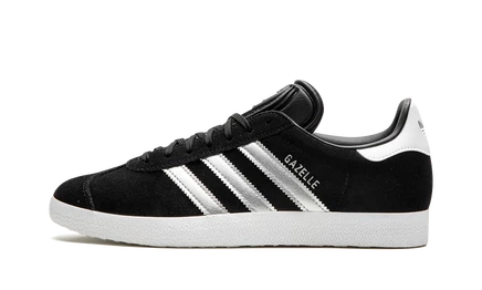 Женские кеды Adidas Gazelle, черно-серебристые