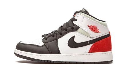 Детские кроссовки Jordan 1 Mid SE, красно-серо-черные