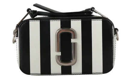 Унисекс-сумка Marc Jacobs The Snapshot Stripe, черно-белая