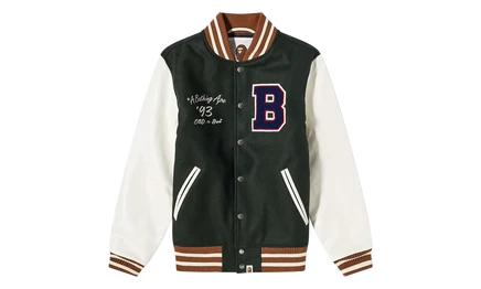 Мужская куртка Bape x END. Bowling Pins Varsity, зеленая