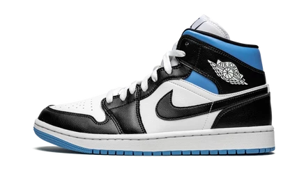 Женские кроссовки Jordan AJ1 Mid, черно-бело-голубые