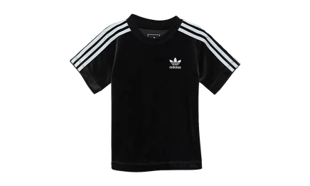 Детская футболка Adidas Velour 3 Stripes, черно-белая