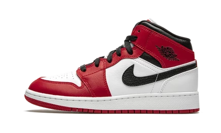 Детские кроссовки Jordan 1 Mid Chicago 2020, бело-красные