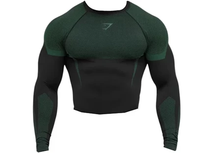 Мужской лонгслив Gymshark Onyx 5.0 безшовный, черно-лаймовый