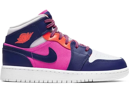 Детские кроссовки Jordan 1 Mid, розово-фиолетовые