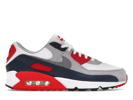 Мужские кроссовки Nike Air Max 90 USA 2025, бело-серо-красные