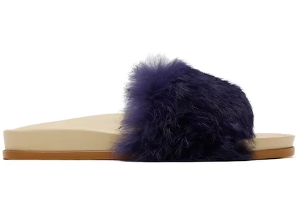 Женские шлепанцы Buscemi Fur Clot кожаные, фиолетовые