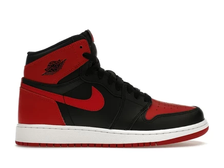 Детские кроссовки Jordan 1 Bred 2016, черно-красные