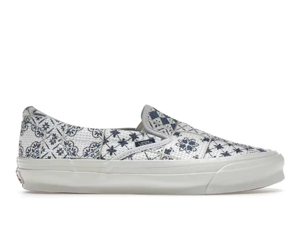 Унисекс слипоны Vans OG Classic Slip-On LX Kith Azulejo Tile, бело-синие