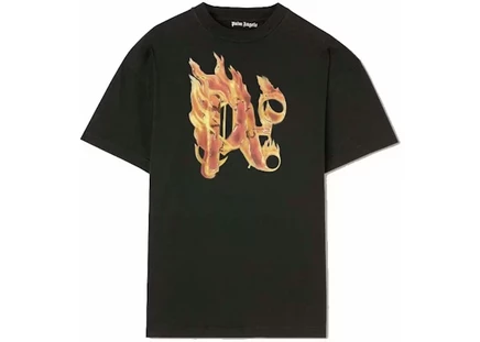 Мужская футболка Palm Angels Burning Monogram черно-золотая