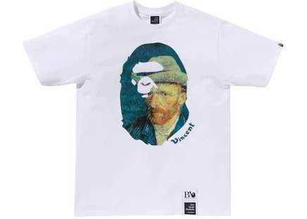 Мужская футболка Bape x Van Gogh Museum Ape Head Canvas Art I, белая