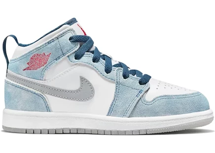 Детские кроссовки Jordan 1 Mid SE, синие/светло-серые