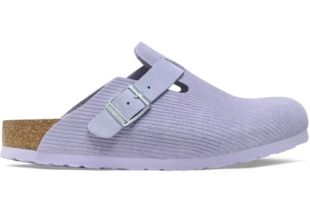 Унисекс сабо Birkenstock Boston из тиснёной вельветовой замши, фиолетовые