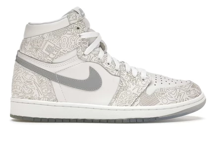 Мужские кроссовки Jordan 1 Retro 30 Laser, белые/серебристые