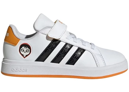 Детские кроссовки Adidas Grand Court, бело-черно-оранжевые