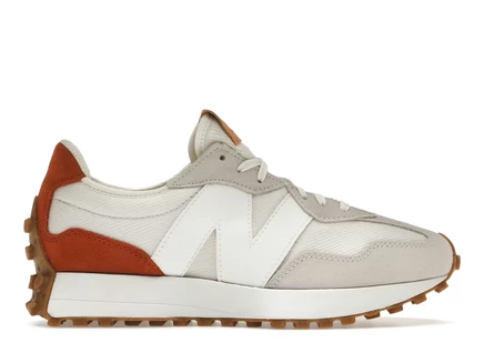 Женские кроссовки new balance 327, светло-серые/ржаво-оранжевые