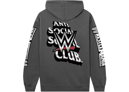 Мужское худи anti social social club x wwe, темно-серое