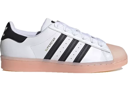 Женские кроссовки adidas superstar, бело-черно-коралловые