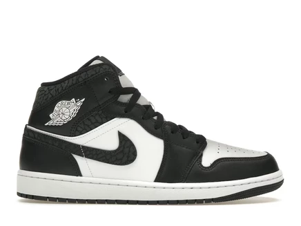 Мужские кроссовки Jordan 1 Mid SE Panda Elephant, бело-черные