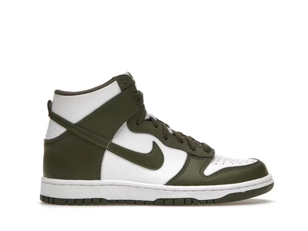 Детские кроссовки Nike Dunk High Retro Cargo Khaki (GS), белые и хаки