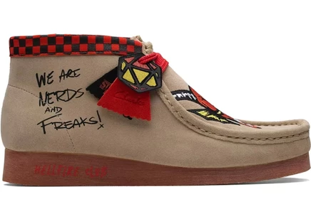 Мужские кроссовки clarks wallabee hellfire club, песочные