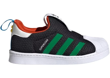 Детские кроссовки Adidas Superstar 360, черно-зеленые
