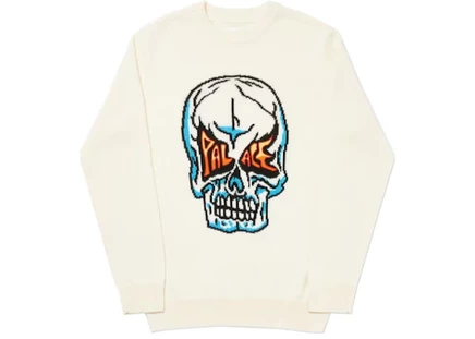 Мужской вязаный свитер Palace Skull, белый