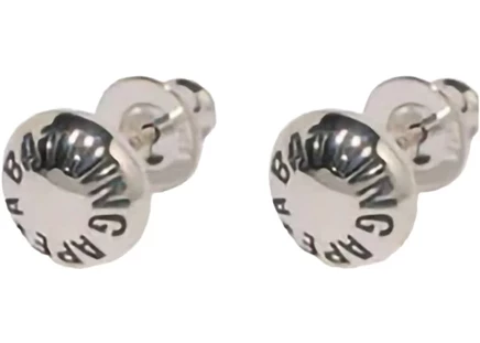 Мужские серьги-пусеты Bape Button, серебристые