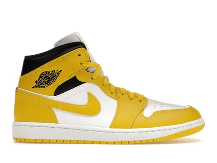 Женские кроссовки Jordan 1 Mid, белые/желтые/черные