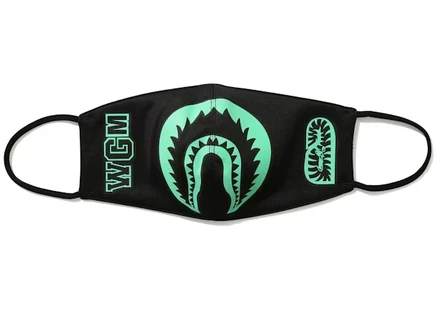 Унисекс маска Bape Shark светящаяся в темноте, черная