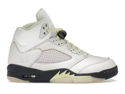 Женские кроссовки Jordan 5 Retro, молочно-белые/люминесцентно-зеленые