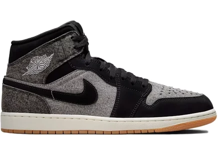 Мужские кроссовки jordan 1 mid se black denim, черные