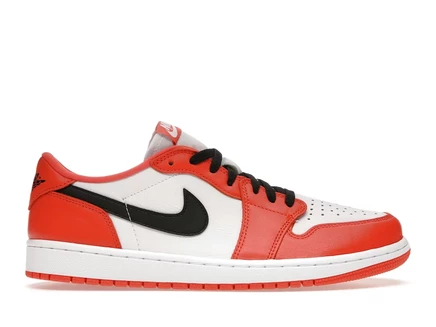 Мужские кроссовки Jordan 1 Low Starfish, бело-черно-оранжевые