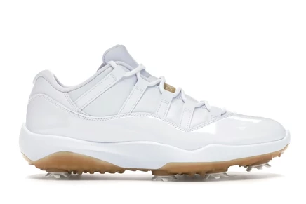Мужские кроссовки Jordan 11 Retro Low Golf, белые с золотом