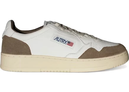 Мужские кроссовки autry medalist leather low, бело-табачные