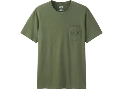 Унисекс футболка KAWS x Uniqlo XX Pocket, оливковая