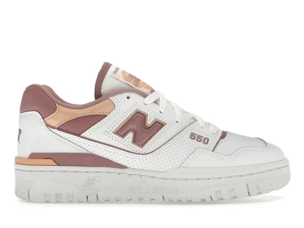 Женские кроссовки New Balance 550, бело-розово-персиковые
