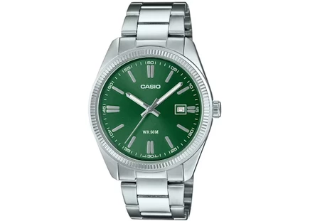 Мужские часы Casio MTP-1302PD-3A, 38 мм, стальной браслет, кварц, зеленый