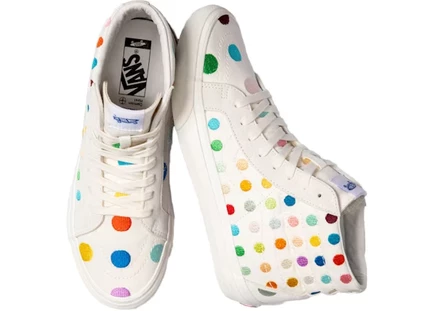 Мужские высокие кеды Vans Sk8-Hi Reissue VLT LX Damien Hirst, белые в горошек