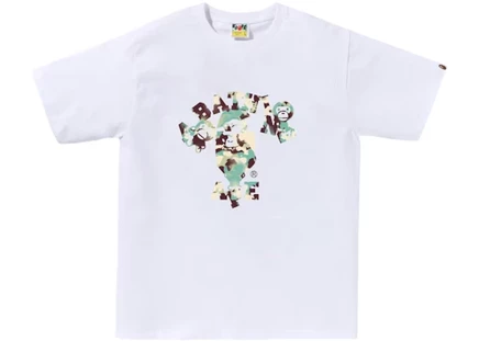 Мужская футболка Bape Map Camo College Milo, белая с разноцветным принтом