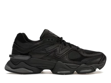 Кроссовки New Balance 9060 из кожи, полностью чёрные