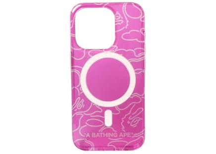 Чехол для iPhone 15 Pro Bape Neon Camo, розовый