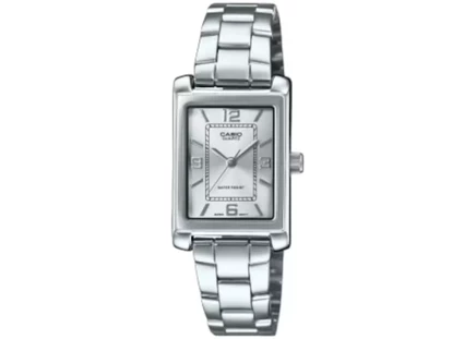 Мужские часы Casio LTP-1234DD-7, кварцевые, корпус 32 мм с ионным покрытием, браслет из нержавеющей стали, серебристые