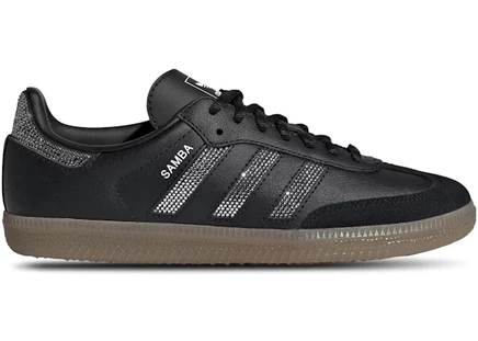 Детские кроссовки Adidas Samba Rhinestone, черно-серебристые