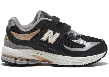 Детские кроссовки New Balance 2002R, черно-серые с золотым