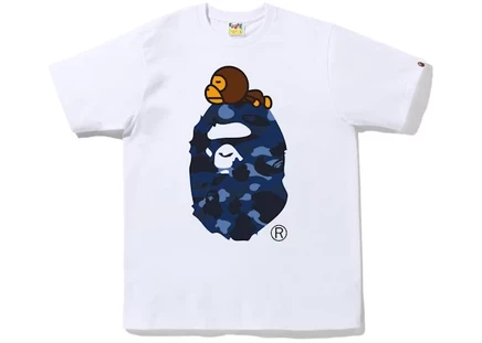 Мужская футболка Bape Color Camo Milo On Big Ape, белая/темно-синяя