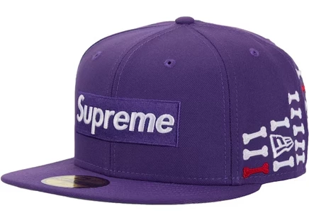 Унисекс кепка Supreme 59Fifty Bones box logo, фиолетовая
