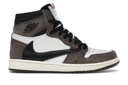 Мужские кроссовки Jordan 1 Retro High OG SP Travis Scott Mocha, слоновая кость/черный/мокко/красный