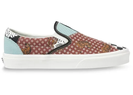 Мужские слипоны Vans Slip-On Tiger Patchwork, черно-белые